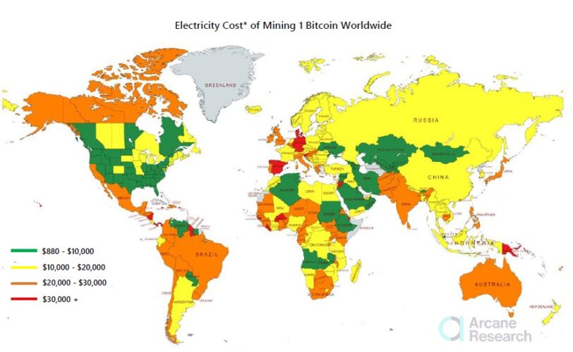 Most profitable countries to mine Bitcoins