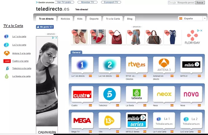 See pay channels on Teledirecto.es